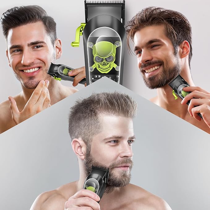 WMARK High Speed Professional Hair Clipper for Men Professional Cordless&Corded Hair Clippers with LCD Display 6 Guide Combs *1comb,Mens Gift-NG-130 (Green)