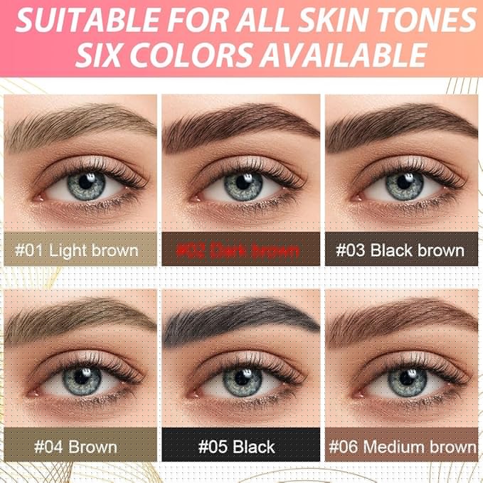 evpct 1Pcs Dark Brown Magic Microblading Dual-Ended Eyebrow Contouring Pen Brow Pencil, with 4 Brush Micro-Fork-Tips Applicator and Precise Brush-Tip, Hair Like Strokes, Dual-ended Eyebrow Brush