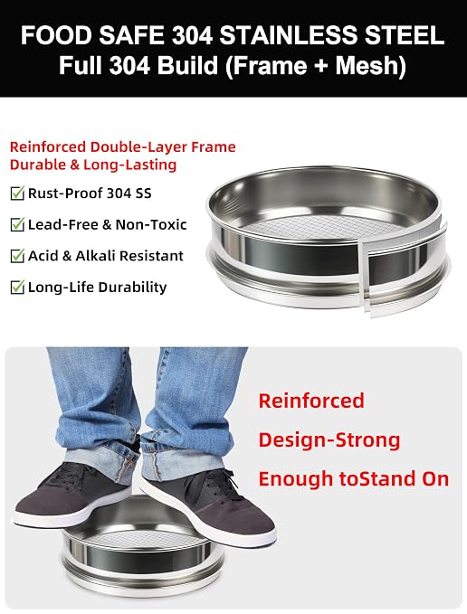 All 304 Stainless Steel 80 Mesh Test Sieve, 8 Inch/20cm Diameter, Powder Sifter - Image 4