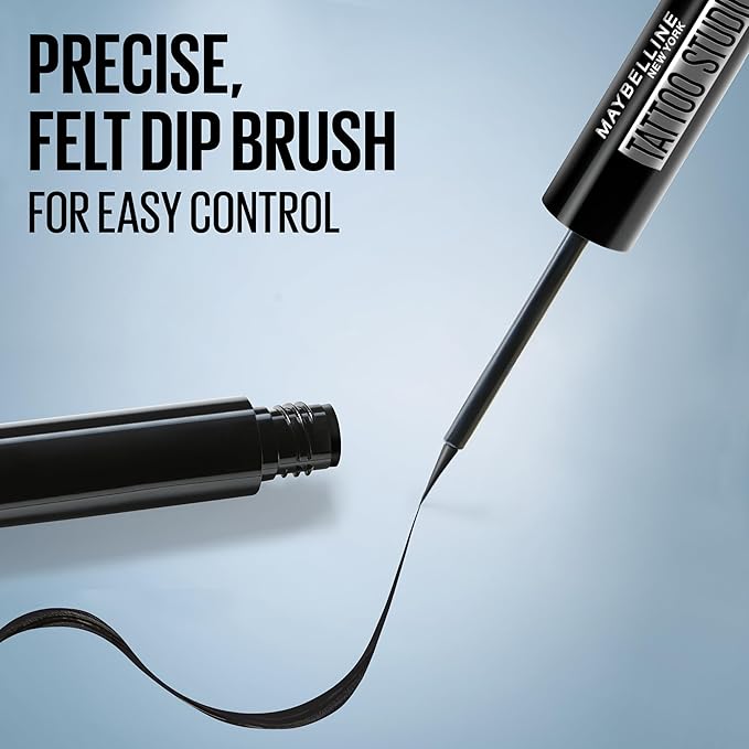 Maybelline Tattoo Studio Dip-Ink Liquid Eyeliner, Waterproof Eyeliner With Up to 24 Hour Wear, Black Track, 1 Count
