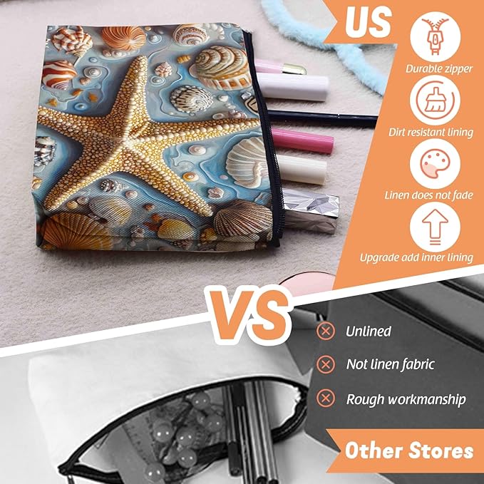 Cosmetic Bags Travel Makeup Toilet Case Waterproof Pouch for Women Girls 6.7X9.45inches - The Enchanting Allure of Marine Treasures