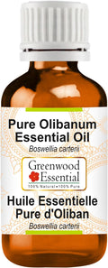 Greenwood Essential Olibanum Essential Oil (Boswellia carterii) Pure | Non-Sticky | Non-Greasy | Lightweight | Men & Women | All Skin Types | Steam Distilled 15ml (0.50 oz)