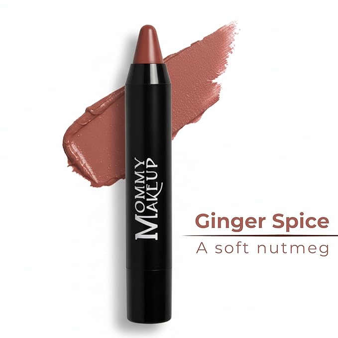 Mommy Makeup Triple Sticks Lipstick, Cream Blush & Teatment All-In-One with Shea & Cocoa Butter - Soft & Creamy Moisturizing Lip Crayon For Lips & Cheeks (Ginger Spice)