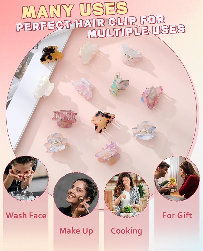Claw Jaw Hair Clips 12PCS Small for Thin Hair Styling Mini Accessories Classic Clamp for Women Girls