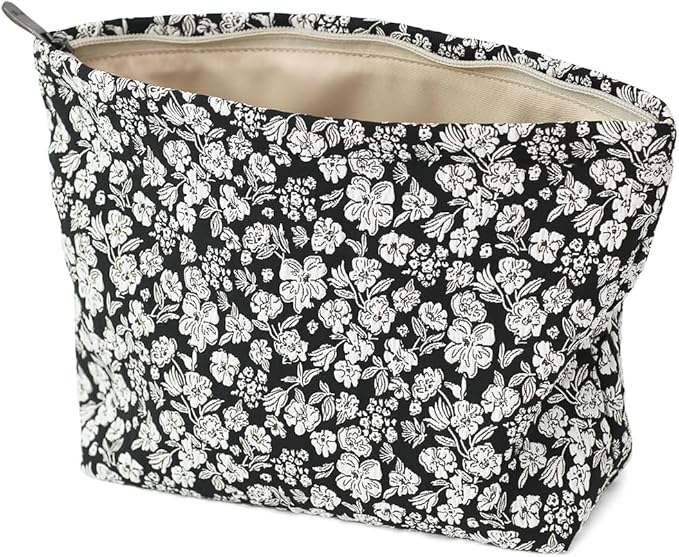 Floral Jacquard Makeup Bag - Large Capacity Cosmetic Pouch for Travel, Toiletry Organizer with Zipper, Perfect for Daily Use & Gifts, Stylish Make Up Organizer, Purses for Women Clearance