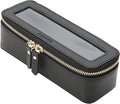 Aveniee Clear Makeup Brush Bag,Slim Cosmetic Brush Holder,Small Toiletry Bag Mini Travel Case for Women,Thin Make up Bags with Dual Zipper,Cute Travel Essentials Organizer,Black