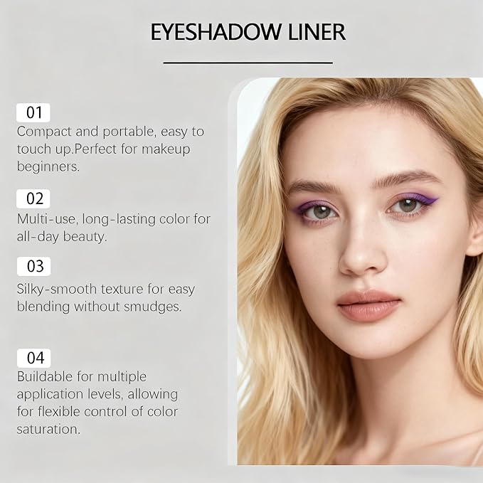 Shadow Liner 2-in-1 Eyeliner Eyeshadow, Waterproof Smudge Proof Plum Shimmer for Natural and Smoky Eyes, Easy to Apply