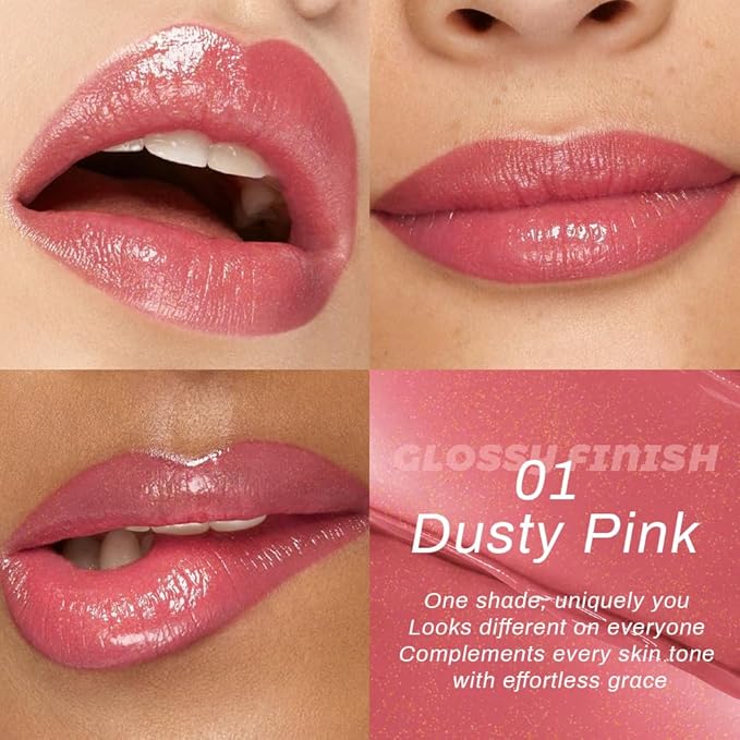 evpct 2Pcs Dusty Pink Honey Lipstick Tinted Lip Balm, Sheer Hydrating Shine Tinted Lipstick for Women, Moisturizing Lip Color, Nourishing Tinted Lip Balm Plumper Gloss Stain, Glossy Shiny Finish