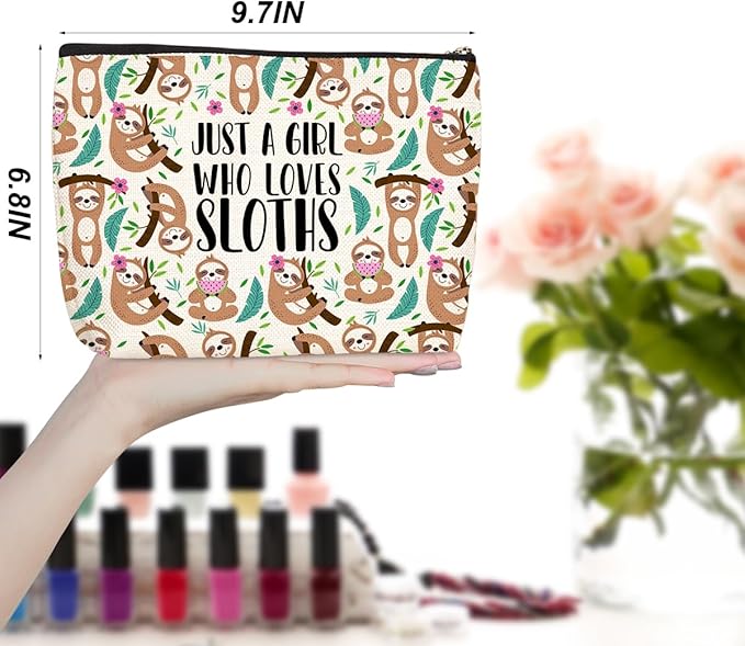 Cute Sloth Print Makeup Bag Sloth Gifts Cosmetic Bags Sloths Accessories Decor Stuff for Animal Sloths Lovers Women Girls Sister Best Friend Mom Breeder Funny Skincare Bag for Christmas Birthday