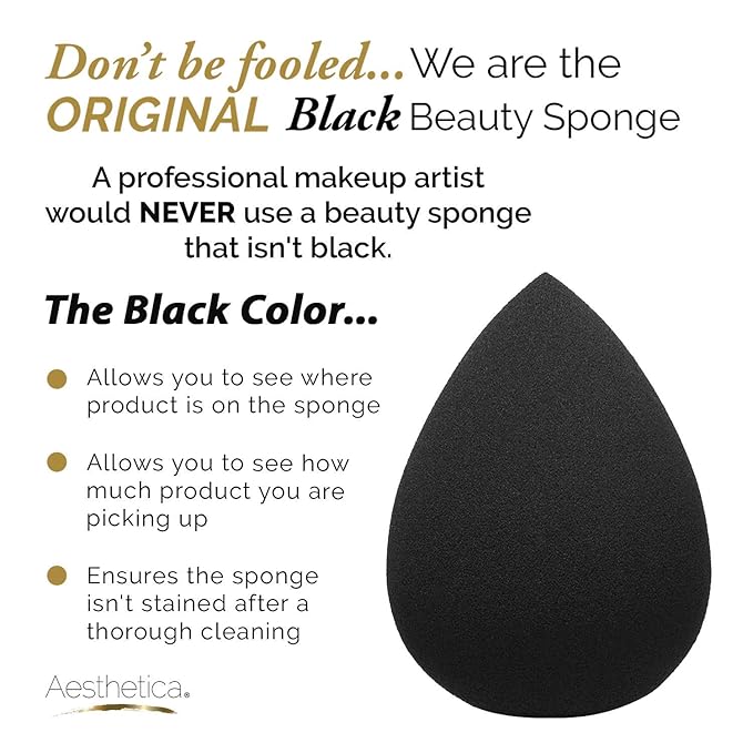 Aesthetica Cosmetics Beauty Sponge Blender - Latex Free and Vegan Makeup Sponge Blender - For Powder, Cream or Liquid Application (5 Pack)