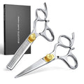 Suvorna Hair Cutting Scissors and Thinning Shears Set - Professional Hair Scissors Set - Barber Supplies and Accessories - Made with 420C Japanese Stainless Steel and Extremely Razor Sharp Edge.