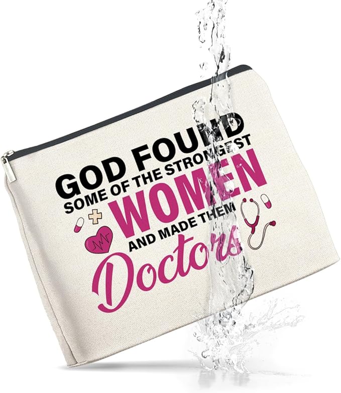 Doctor Gifts Makeup Bag, Thank You Gifts for Doctors, Medical Student Graduation Gift, New Doctor Gifts, God Found Some of the Strongest Women And Made Them Doctors Zipper Makeup Pouch