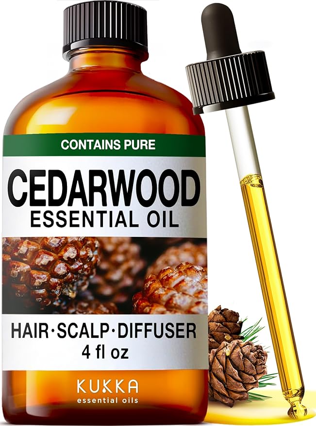 KUKKA Cedarwood Essential Oils - 4 Fl Oz - for Hair, Skin, Diffuser, Aromatherapy & DIY Soap Making Scent