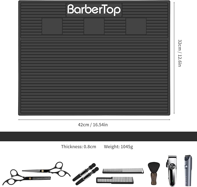 Barber Organizer Mat, Magnetic Barber Mat with 3 Magnetic Slots Anti-Slip Barber Mats for Clippers, Barbershop Salon Mat Station, Barber Table Matt, Barber Scissors Tool Organizer for Hairstylist