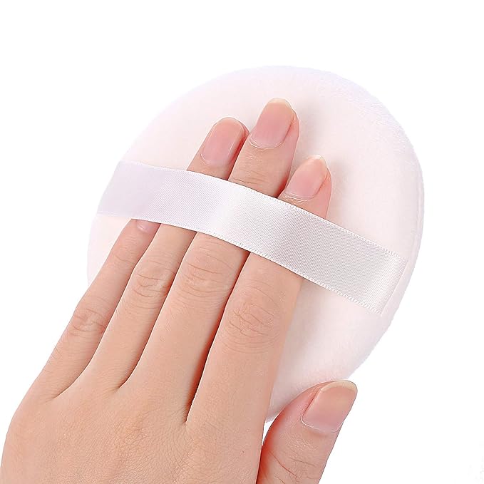 WSYUB Powder Puff, Powder Puff for Body Powder, Ultra Soft Large Velour Body Powder Puffs, 4.13 inch,4pcs，White, Round