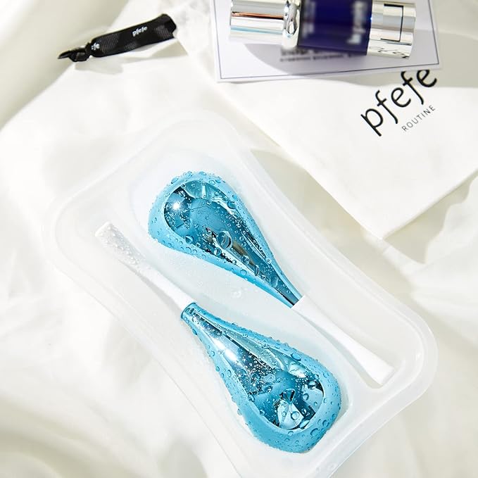 Pfefe Cryo Sticks for Face, Ice Globes Cryo Globes for Facials, Esthetician Supplies Gifts, Unbreakable Stainless Steel Ice Roller Cooling Spa Balls with Storage Case