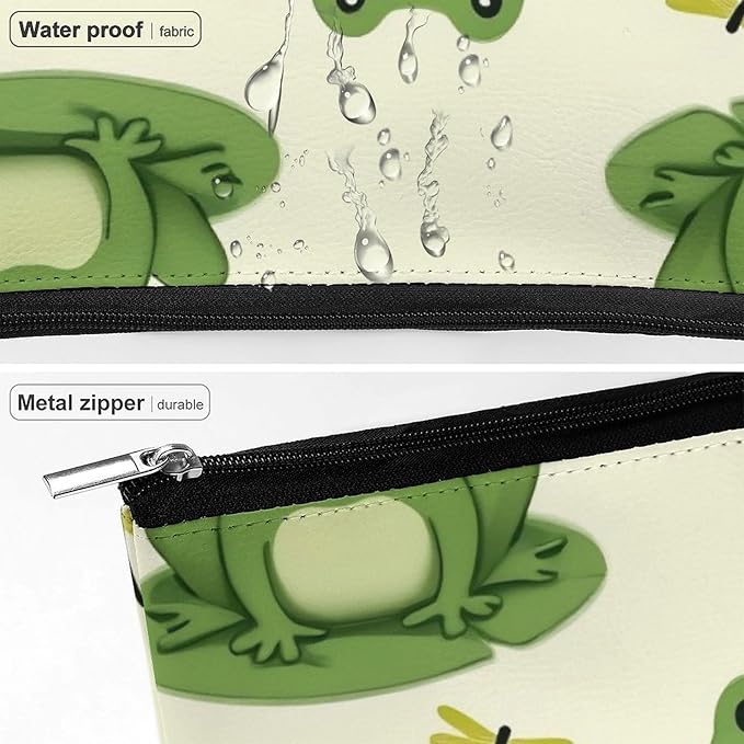 Women's Makeup Case, Large Zipper Cosmetic Case, Toiletry Bag, Travel Cosmetic Toiletry Bag Cute Frog Animal Green Frogs