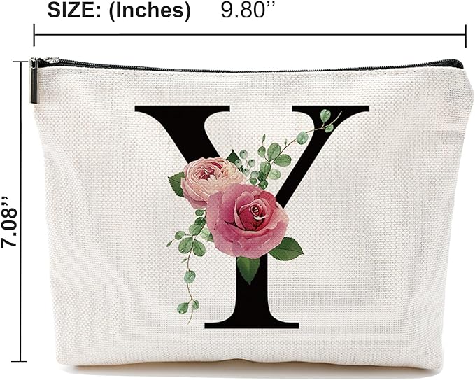 Initial A-Z Personalized Makeup Bag, Monogrammed Bridesmaid Presents Cosmetic Bag, Portable Stationary Storage Organizer, Friendship Travel Makeup Bags