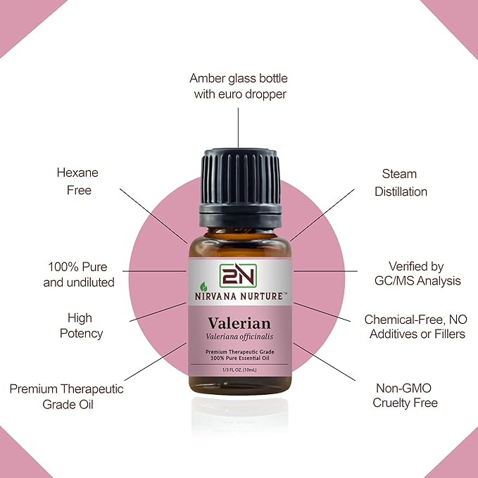 Valerian Essential Oil 100% Pure Premium Therapeutic Grade, Undiluted - Aromatherapy Diffuser for Calm and Relaxation, Skin Care, Hair Care