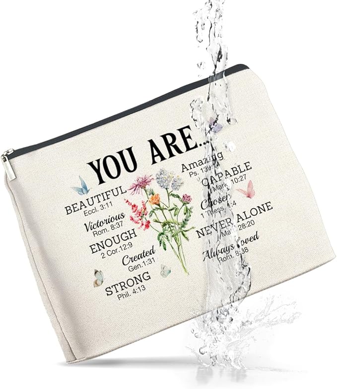 Religious Makeup Bag Motivational Christian Gifts You Are Beautiful Cosmetic Bag Zipper Makeup Pouch