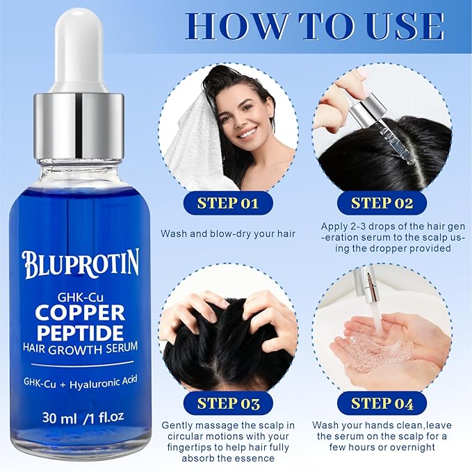 Copper Peptides Hair Growth Serum Women and Men for Thinning Hair Promotes Fullness Reduces Shedding 30ml / 1fl oz