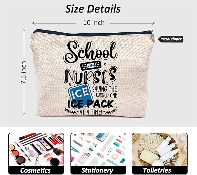 IWXYI School Nurse Gifts,School Nurse Makeup Bag Make up Bags Zipper Pouch Travel Toiletry Gifts