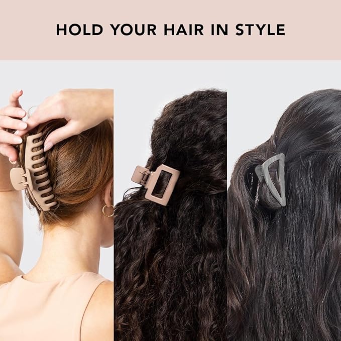 Kitsch Large Assorted Hair Clips for Women, Medium Open Shape Hair Claw Clips for Thick Hair, Small Open Shape Hair Clip & Big Claw Clip for Teen Girls | Ideal Gifts for Women, 3 pcs