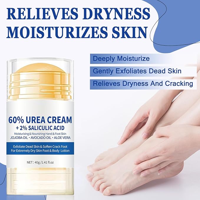 2PCS 60% Urea Cream plus 2% Salicylic Acid Foot Cream, Hydrating and Anti-Cracking Foot Cream, Maximum Strength Urea Foot cream Exfoliates Dead SkinRepairs and Hydrates Dry and Cracked Feet and Hand