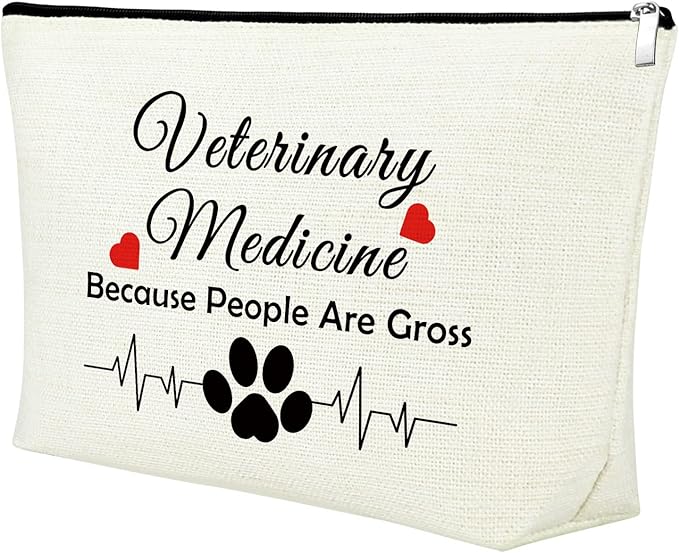 Mxrymvu Thank You Gift for Veterinarian Vet Tech Gift Cosmetic Bag for Doctor Veterinary Technician Friend Sarcastic Gag Makeup Bag for Veterinary Medicine Graduation