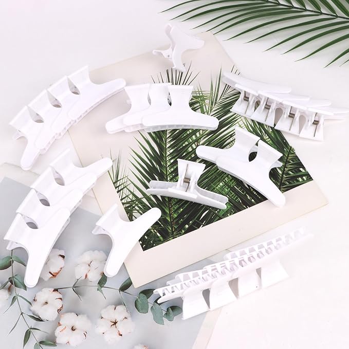Ondder 24 Pcs White Butterfly Hair Clips for Styling and Sectioning - Pro Claws Clamps for Cutting, Coloring - Hair Accessories for Women Girls