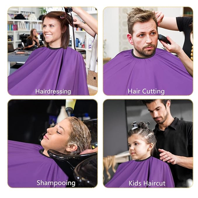 Barber Cape-Professional Salon Hair Cutting Cape,56x63 inches Large Hairdresser Cape for Haircut,Coloring,Makeup,Styling and More,(Purple)