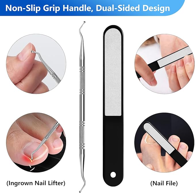 Toenail Clippers for Seniors Thick Nails, Ultra Sharp Sturdy Fingernail Toenail Clipper— Heavy Duty Ingrown Toenail Clippers, Thick Toenails with Wide Jaw, Long Handle Nail Clippers with Catcher