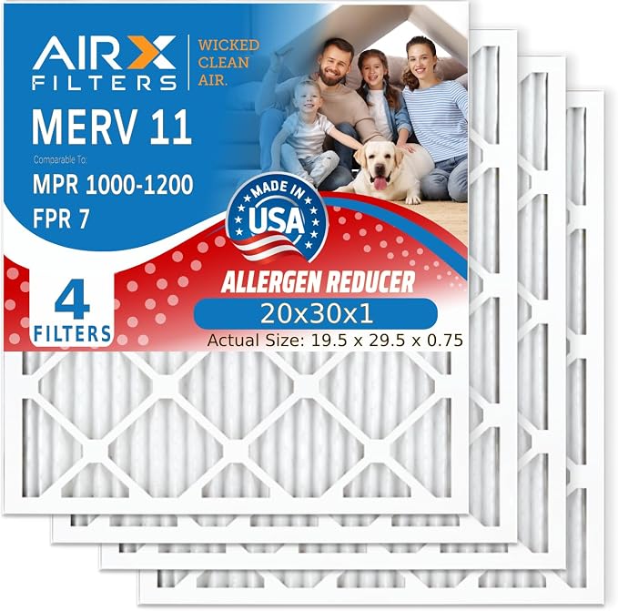 AIRX FILTERS WICKED CLEAN AIR. 20x30x1 Air Filter MERV 11 Electrostatic Pleated by AIRXFILTERSWICKEDCLEANAIR