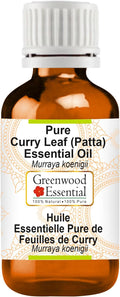 Greenwood Essential Curry Leaf (Patta) Essential Oil (Murraya koenigii) Pure | Non-Sticky | Non-Greasy | Lightweight | Men & Women | All Skin Types | Steam Distilled 15ml (0.50 oz)