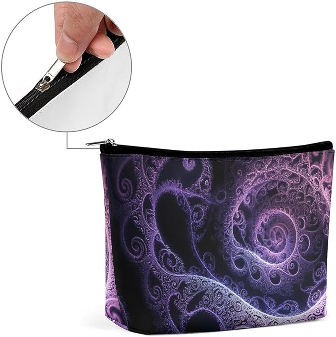 Fashion Zipper Cosmetic Case, Portable Makeup Case, Personality Toiletry Bag, Trippy Abstract Purple Tie Dye Travel Cosmetic Toiletry Bag