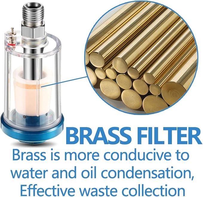 3 Pcs Water Oil Separator Mini in-Line Air Filter, 1/4 Inch NPT Inlet and - Image 3