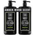 Dead Sea Collection Mens Body Wash 3 in 1 – Amber Wood Body Wash for Men – Shower Gel – Shampoo – Shower Soap for Face and Hair – Pack of 2 Bottles (33.8 Fl. Oz. Each)