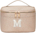 EURYNOME Makeup Bag with Custom Letter M, Water-Resistant Travel Organizer Pouch, (8.3x5.1x5.1 Inch) Cosmetic Case for Women