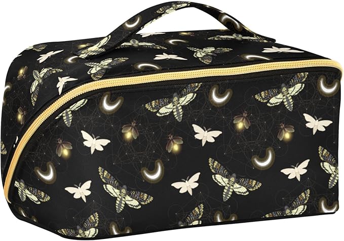 Makeup Organizer Bag, Death Moth Butterfly Travel Makeup Bags Makeup Vanity Case Large Capacity Rhombus Cosmetic Toiletry Bag for Girl Women Ladies