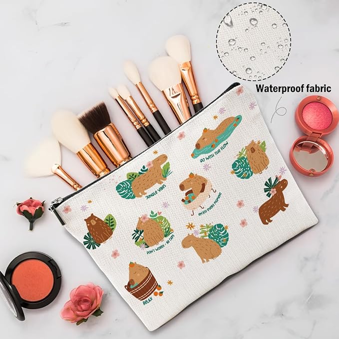 Capybara Gifts, Cute Makeup Bag, Capybara Stuff Cosmetic Bag Travel Pouch, Friendship Graduation Birthday Animal Lovers Gifts for Women Girls Daughter Friend Sisters