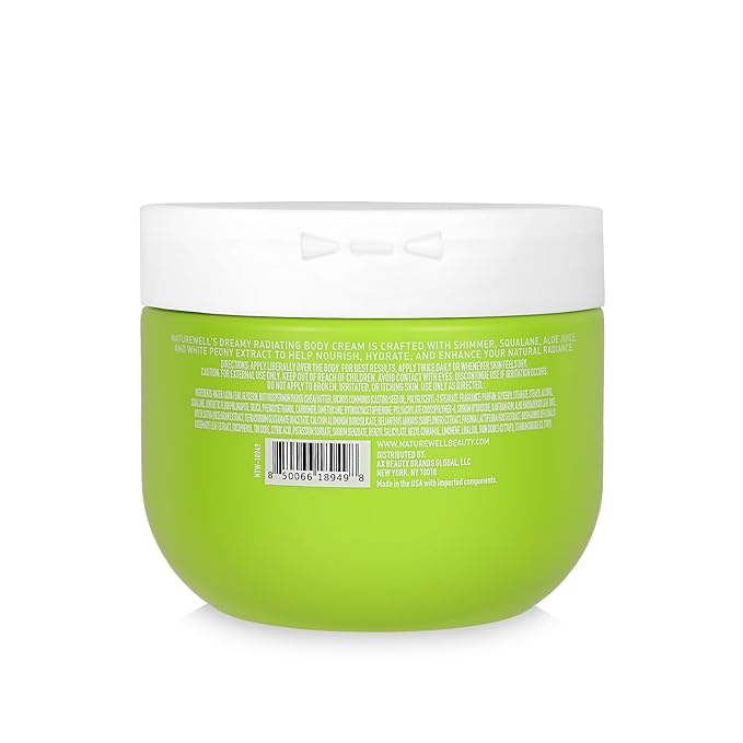 NATURE WELL Dreamy Radiating Shimmer Body Cream, Lightweight, Quick-Absorbing Formula, Delivers Hydration & A Subtle Glow, Scented with Sweet Mandarin, Bergamot, Vanilla Orchid & Pink Sugar, 12 Oz