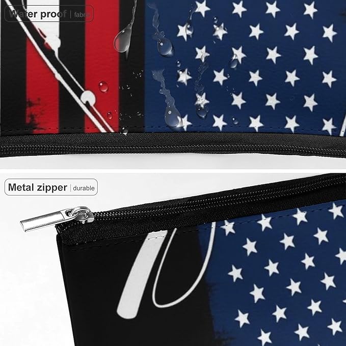 Fashion Zipper Cosmetic Case, Portable Makeup Case, Personality Toiletry Bag, Travel Cosmetic Toiletry Bag Bass Fish Fishing Lure American Flag