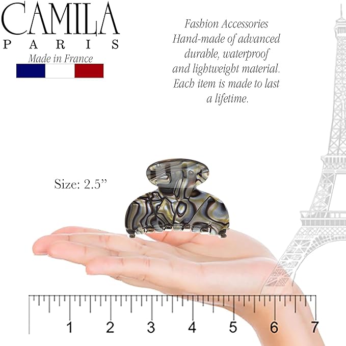Camila Paris CP3061 French Hair Clip for Women, Handmade, Onyx, Small, Girls Hair Claw Clips Jaw, Durable Styling Hair Accessories for Women, Strong Hold No Slip Grip, Made in France