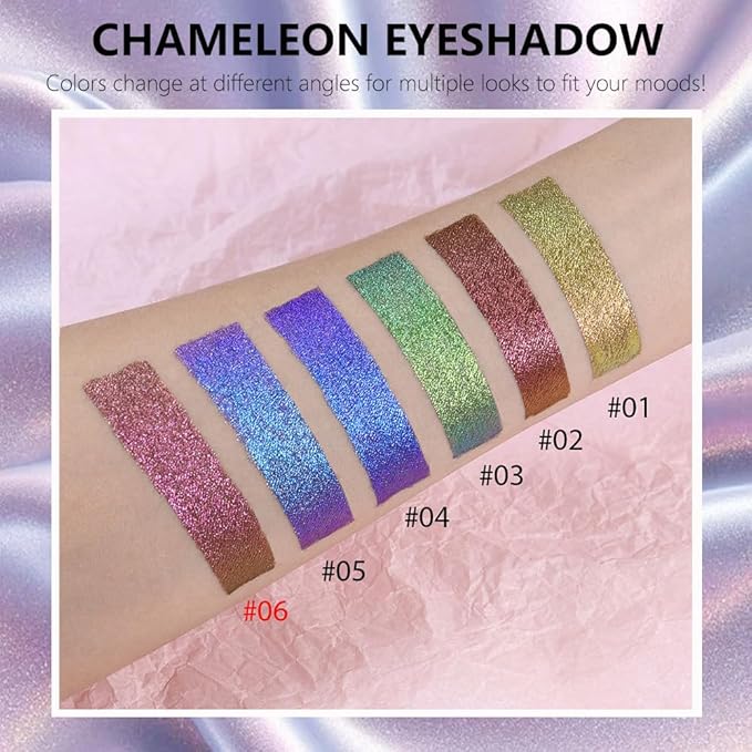 evpct Mermaid Purple Gold Duochrome Chameleon Liquid Eyeshadow, Multichrome Metallic Glitter Liquid Eye Shadow Makeup for Women, Waterproof Color Shifting High Pigment Holographic Iridescent Eyeshadow