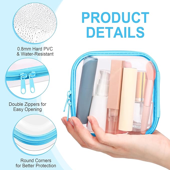 Sanwuta 6 Pcs Clear Hard Zipper Case Hard Plastic Zipper Pouches Makeup Bag Pencil Pouches Transparent Cases for Snacks Plastic Storage Organizer Box for Travel(Colorful,5 x 5 x 2 Inch)