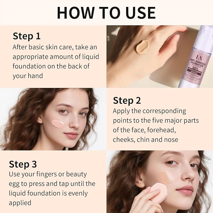 Sensitive Skin Foundation - Serum Foundation with Vitamin E, Sun protection & Deep Hydration for A Smooth & Satin Finish, Vegan & Cruelty-Free, 408 Deep