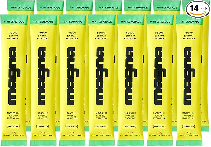 MAGNA Electrolytes Powder Drink Mix for Hydration, Energy & Focus Support with Magnesium L Threonate, Sodium, Potassium, Vitamin D, B6 & B12, Sugar Free, Mint Lemonade Flavor, 14 Servings