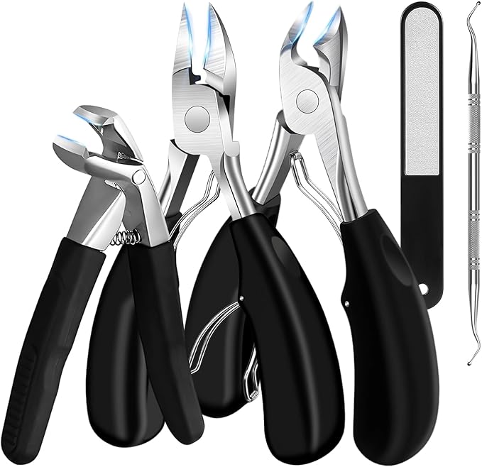 Toenail Clippers for Seniors Thick Nails, Ultra Sharp Sturdy Fingernail Toenail Clipper— Heavy Duty Ingrown Toenail Clippers, Thick Toenails with Wide Jaw, Long Handle Nail Clippers with Catcher