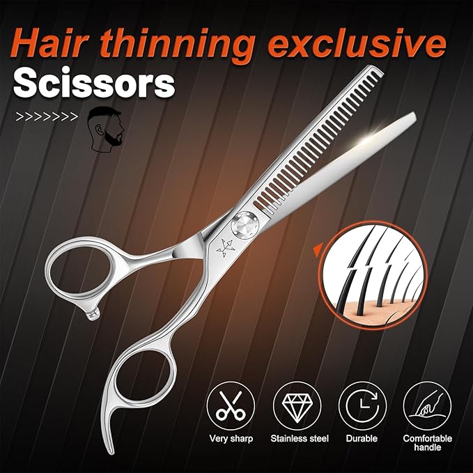 High-end Professional Hair Scissors Thinning Shears Barber Hair Cutting Teeth Shears Hairdressing Texturizing Scissor 6 Inch Stainless Steel Alloy For Women Men Kids Salon Hairdresser & Home
