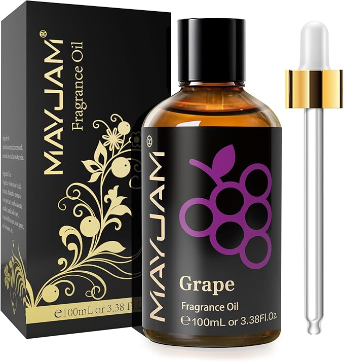 MAYJAM 100ML/3.38FL.OZ Grape Fragrance Oils with Glass Dropper, Essential Oils for Diffusers for Home, Long Lasting Scented Oils for Diffusers Soap Candle Making